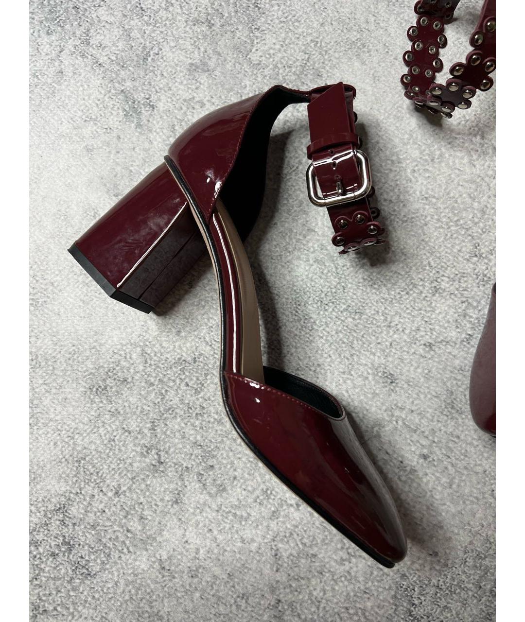 RED VALENTINO Бордовые туфли из лакированной кожи, фото 9