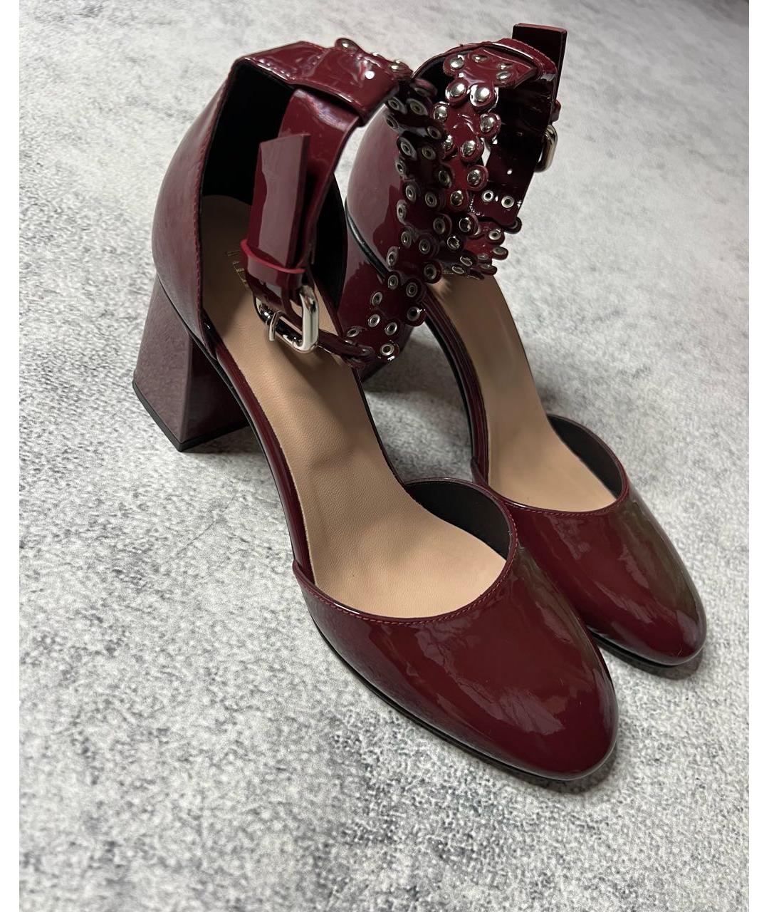RED VALENTINO Бордовые туфли из лакированной кожи, фото 2