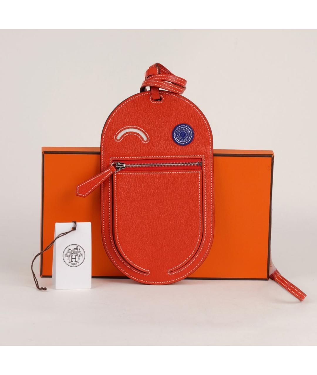 HERMES Оранжевая кожаная сумка через плечо, фото 2