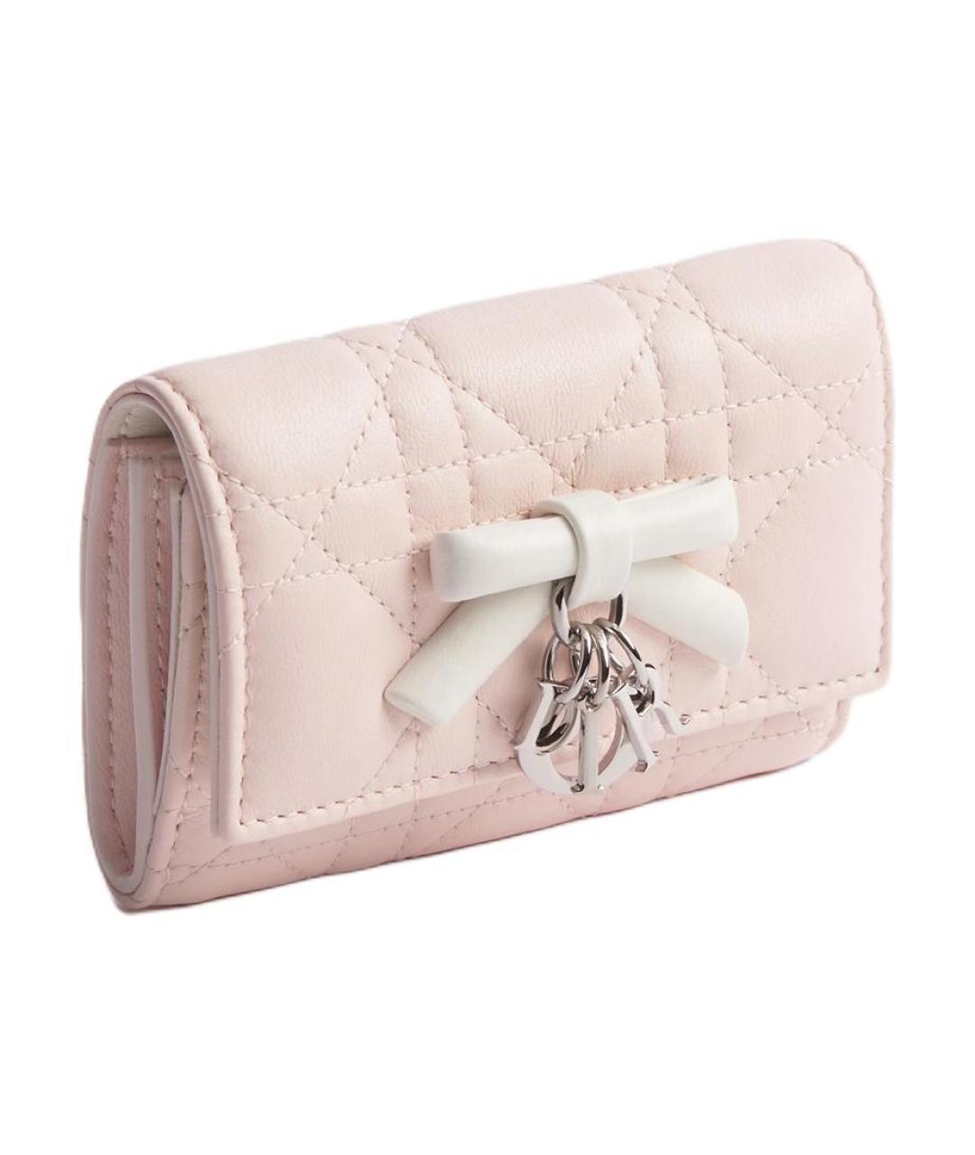 CHRISTIAN DIOR Розовый кожаный кошелек, фото 2