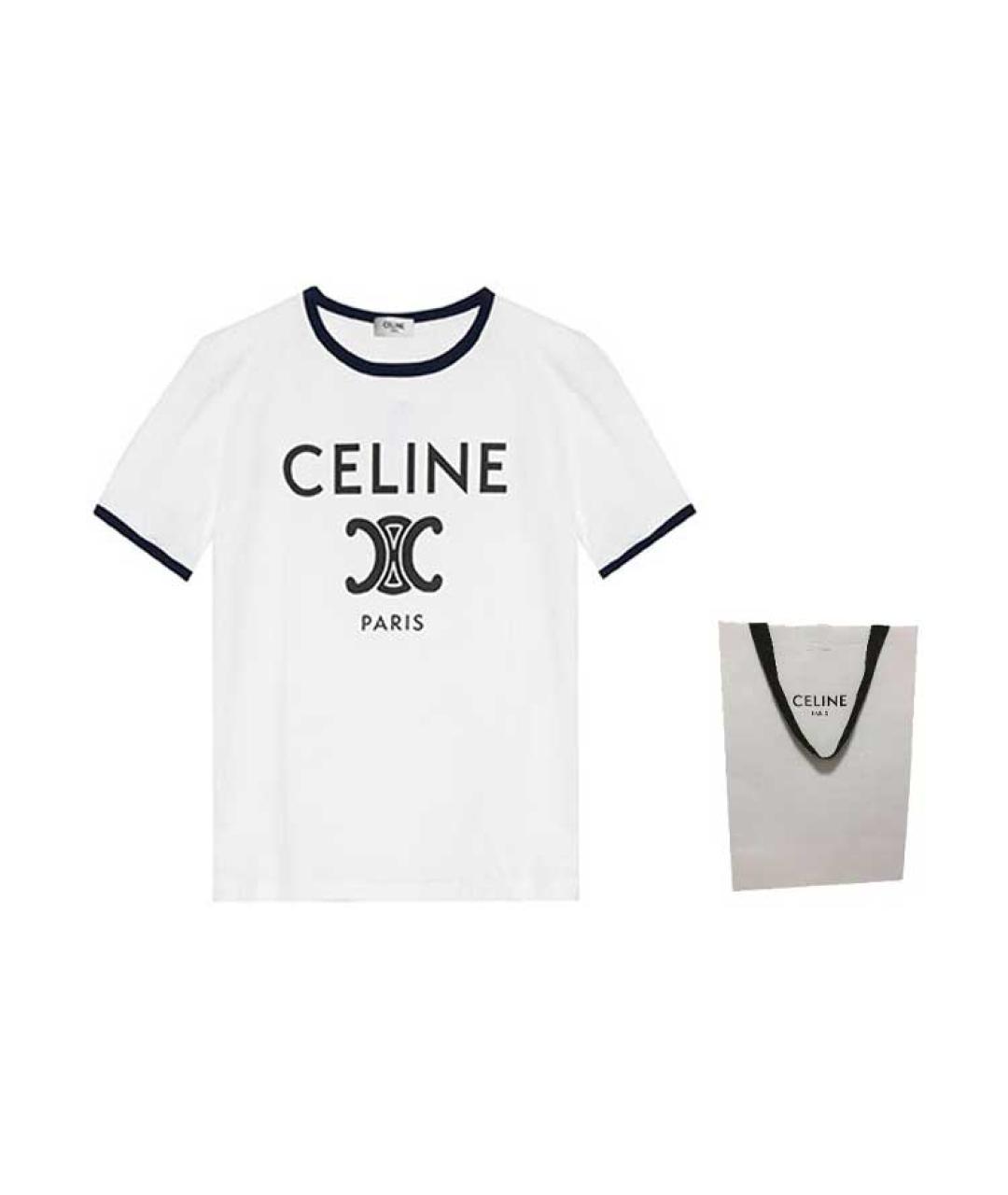 CELINE Белая хлопковая футболка, фото 3