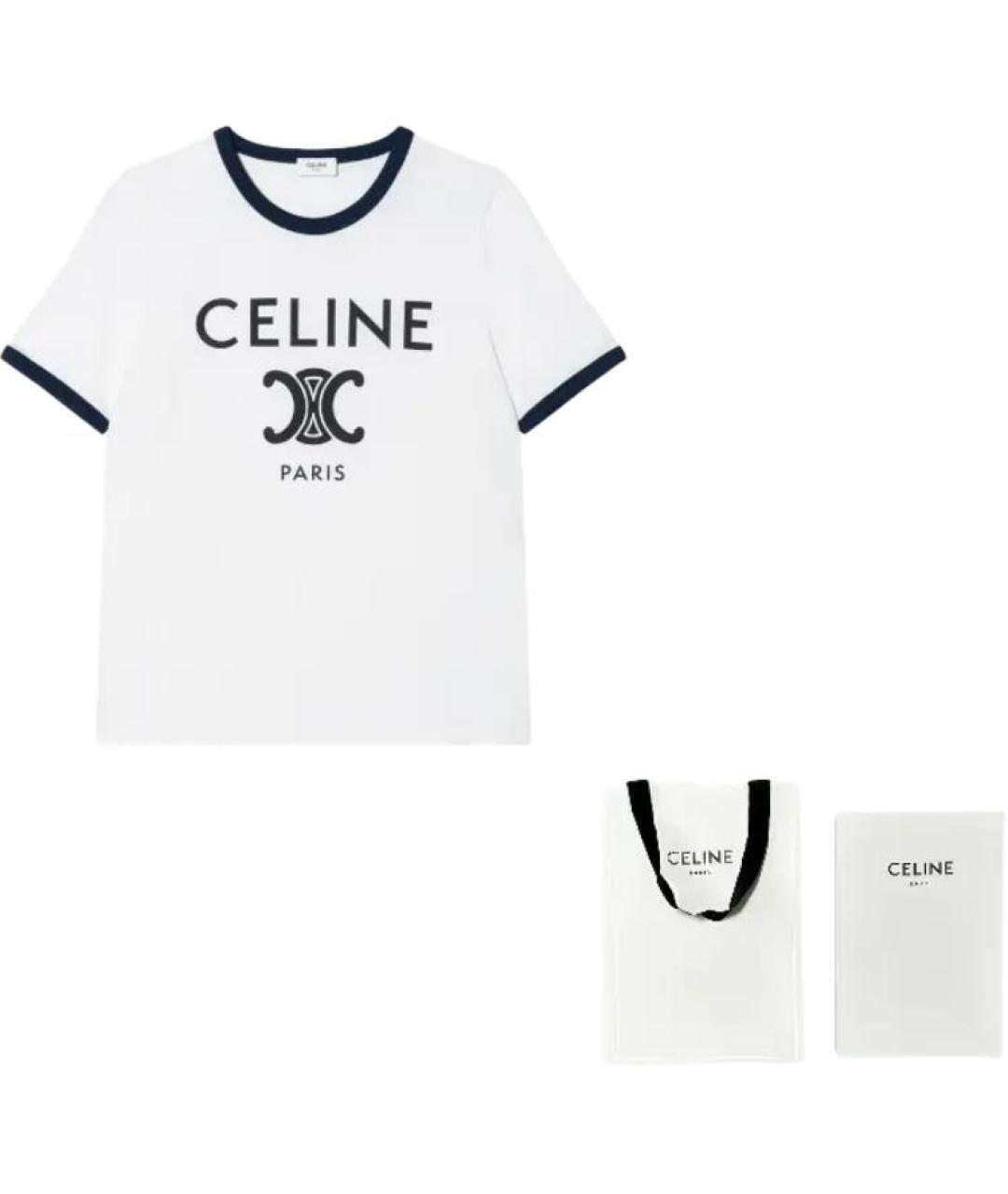 CELINE Белая хлопковая футболка, фото 4