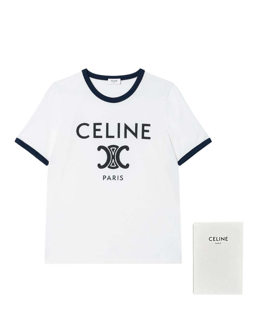 CELINE Белая хлопковая футболка, фото 5