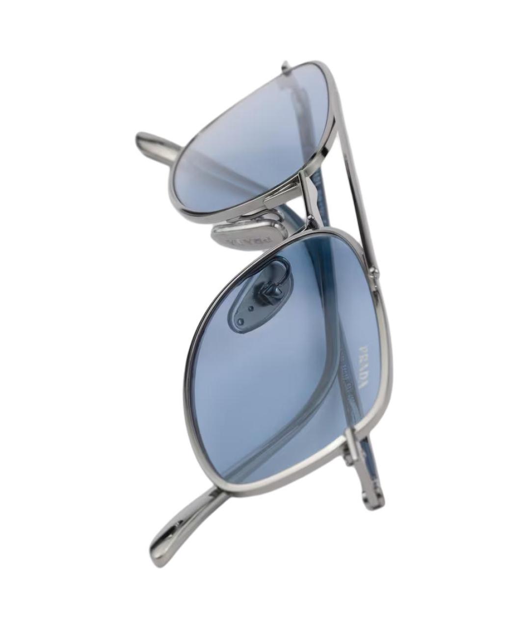 PRADA Серебряные металлические солнцезащитные очки, фото 4