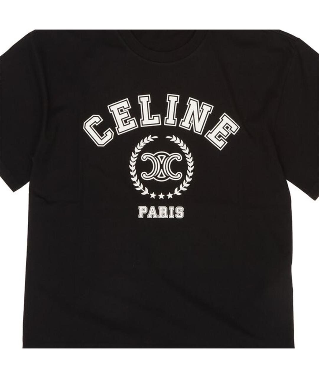 CELINE Черная хлопковая футболка, фото 3