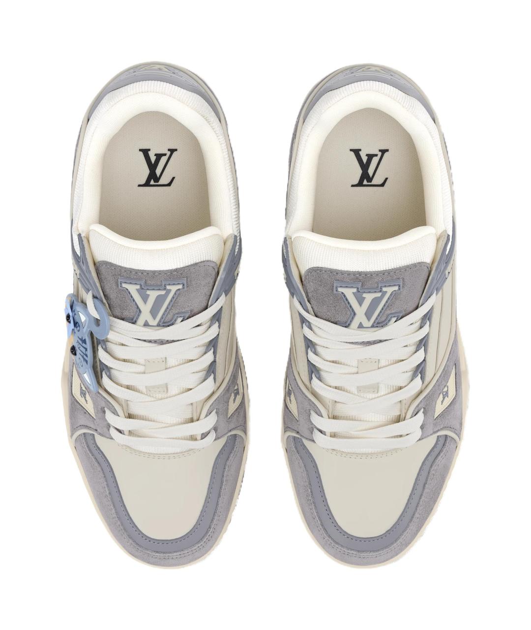 LOUIS VUITTON Серые кожаные кроссовки, фото 4