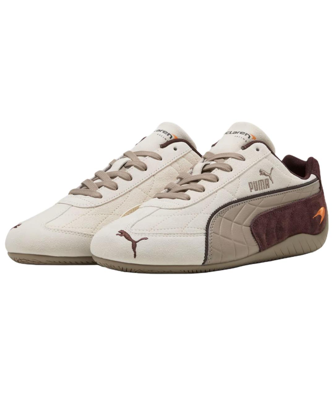 PUMA Бежевые кожаные низкие кроссовки / кеды, фото 3