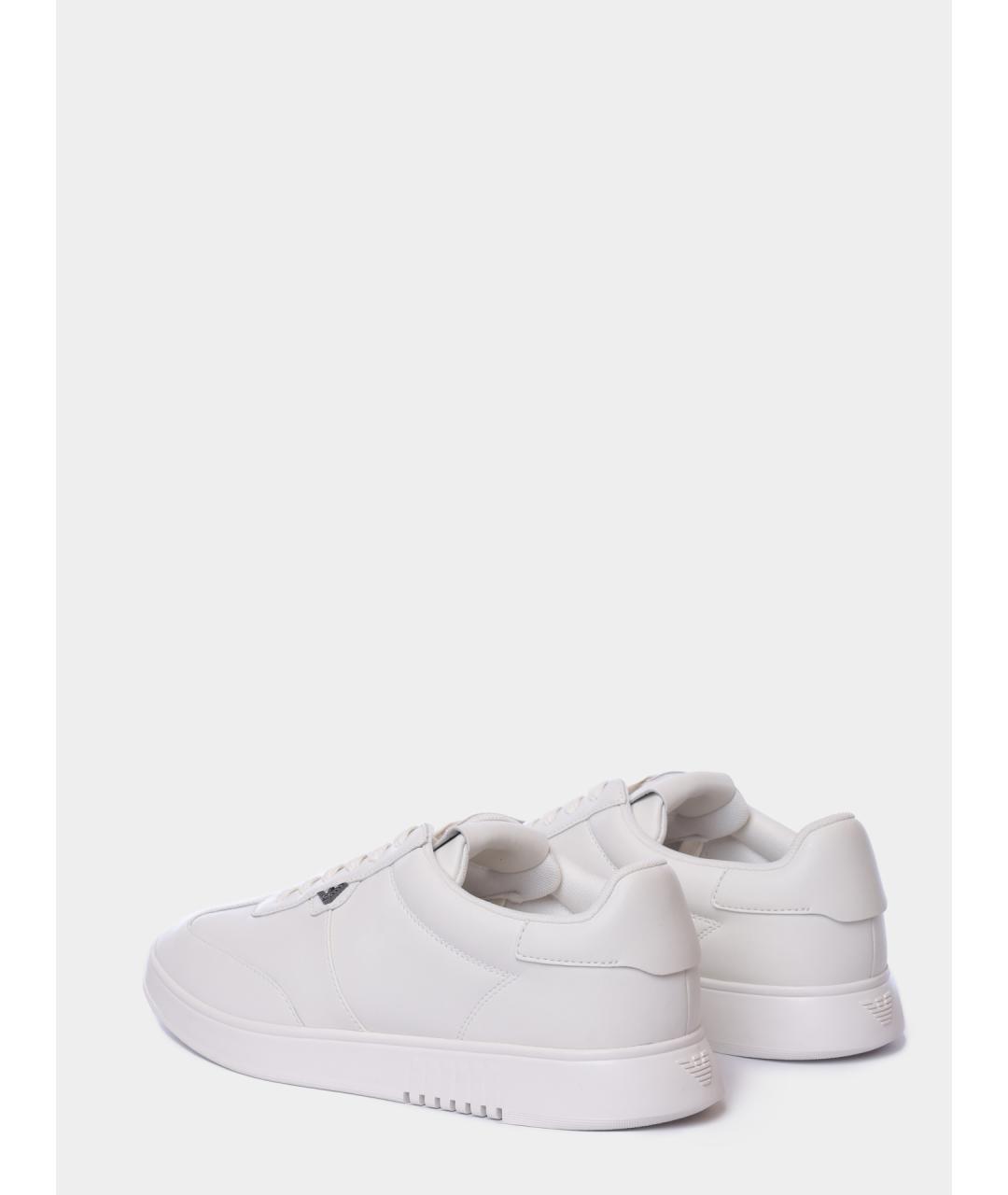 EMPORIO ARMANI Белые кожаные низкие кроссовки / кеды, фото 6