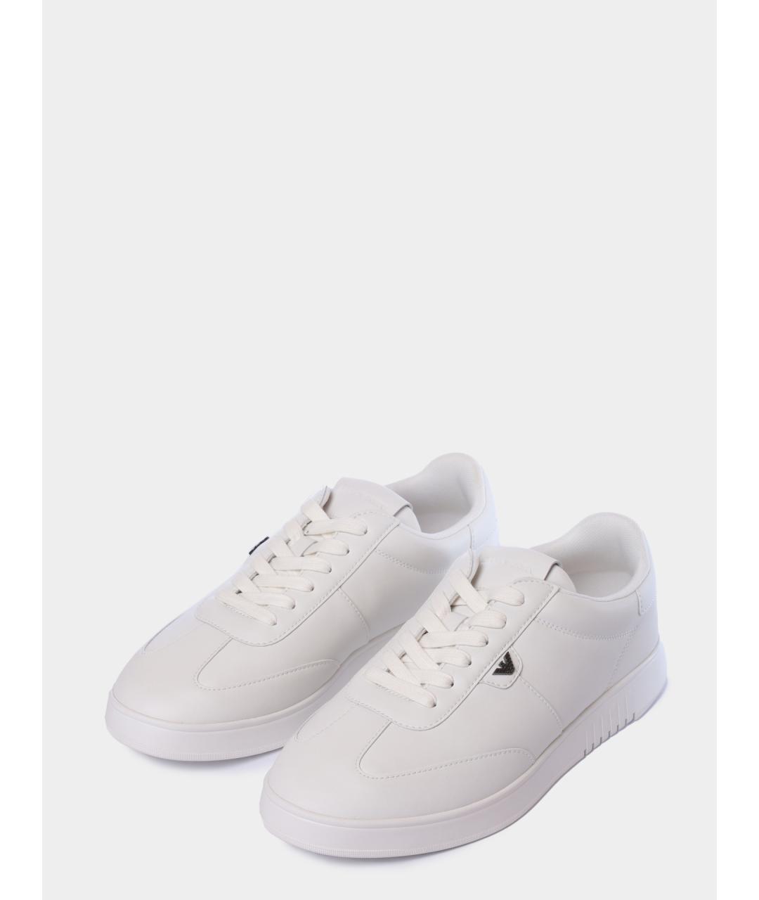 EMPORIO ARMANI Белые кожаные низкие кроссовки / кеды, фото 2