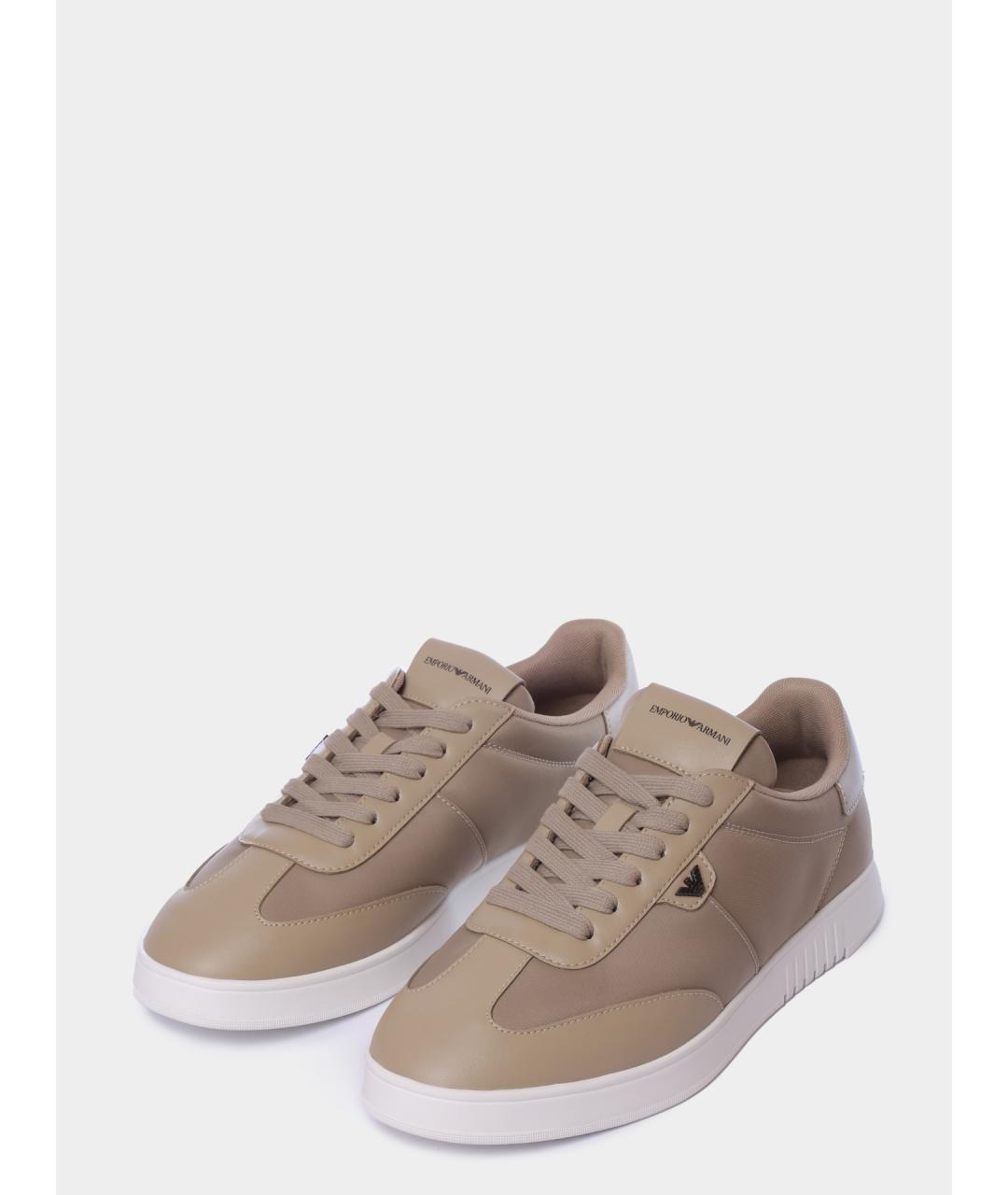 EMPORIO ARMANI Бежевые низкие кроссовки / кеды, фото 2