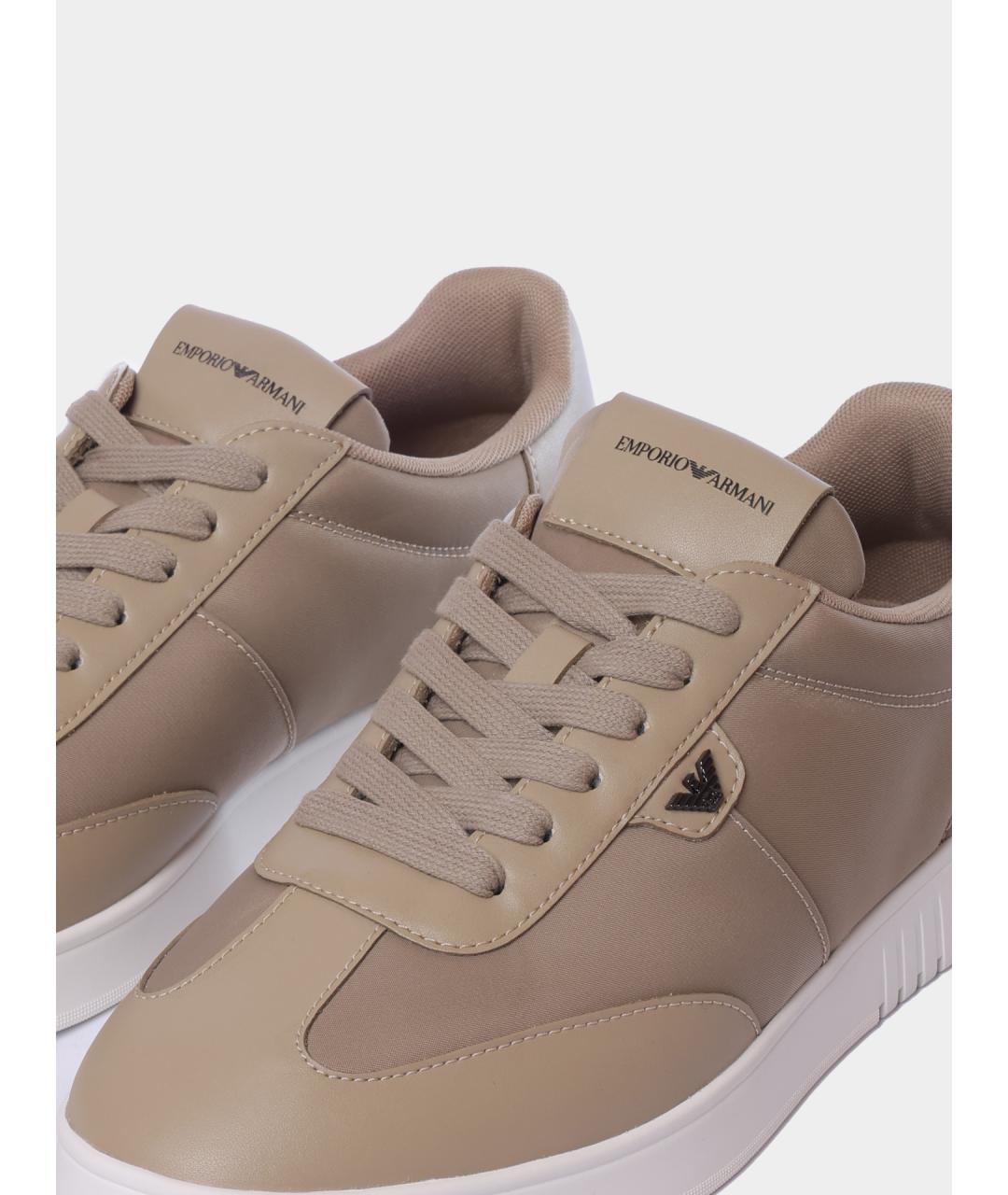 EMPORIO ARMANI Бежевые низкие кроссовки / кеды, фото 3