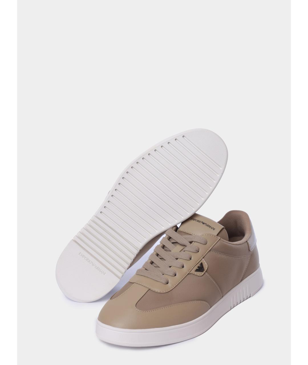 EMPORIO ARMANI Бежевые низкие кроссовки / кеды, фото 4