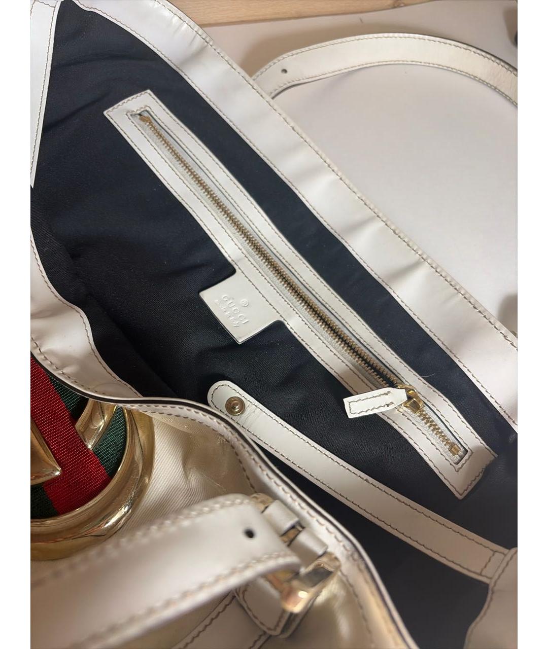 GUCCI Белая сумка тоут из лакированной кожи, фото 4