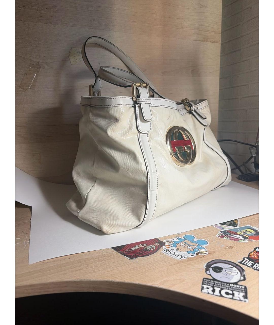 GUCCI Белая сумка тоут из лакированной кожи, фото 2