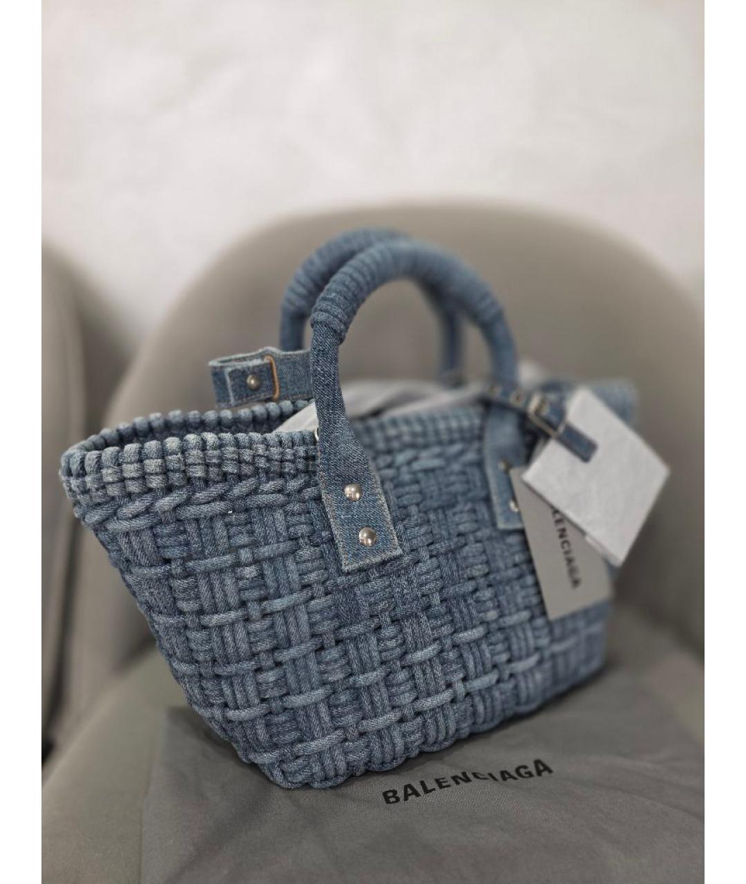 BALENCIAGA Синяя деним сумка с короткими ручками, фото 2