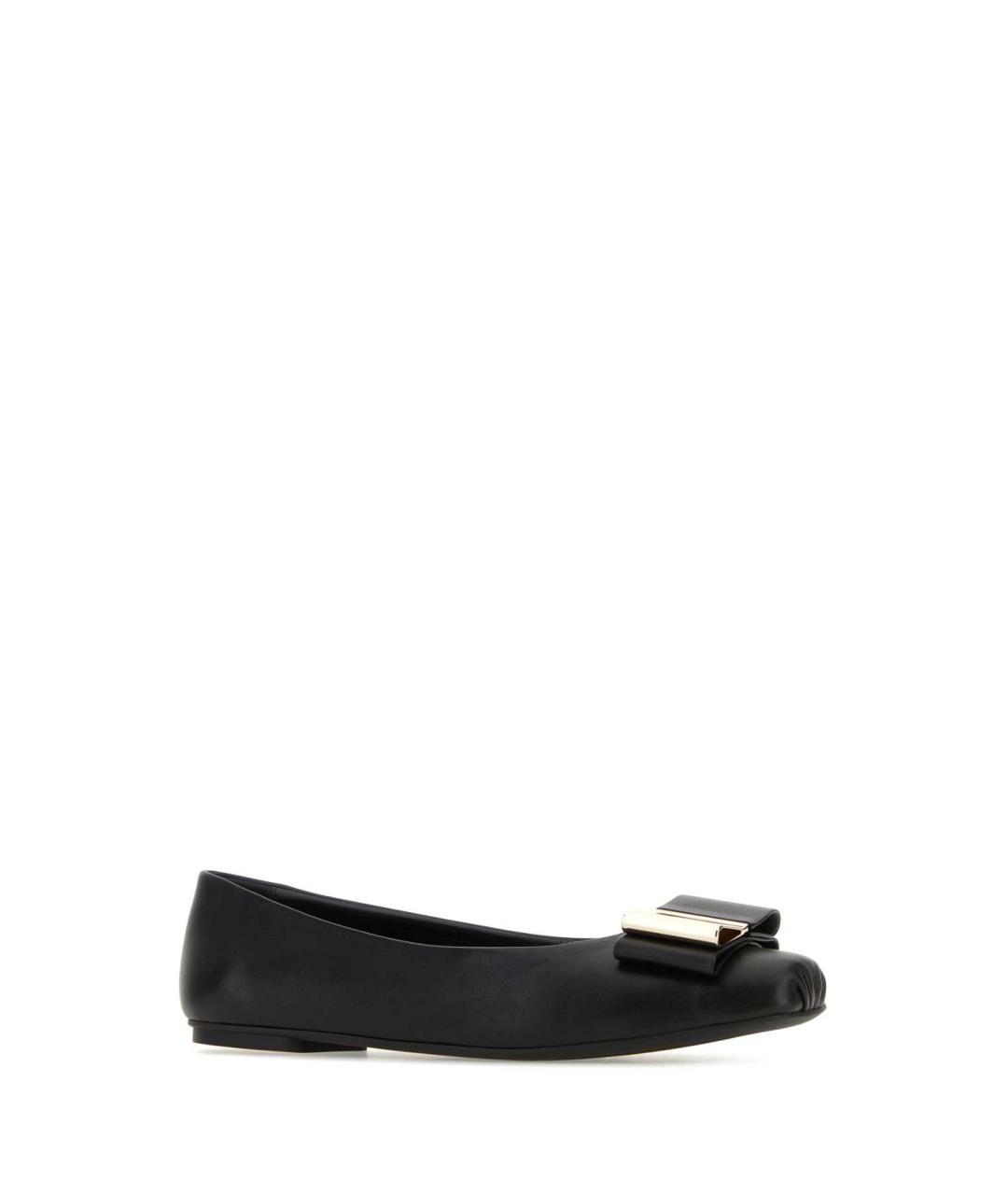 FERRAGAMO Черные кожаные балетки, фото 2