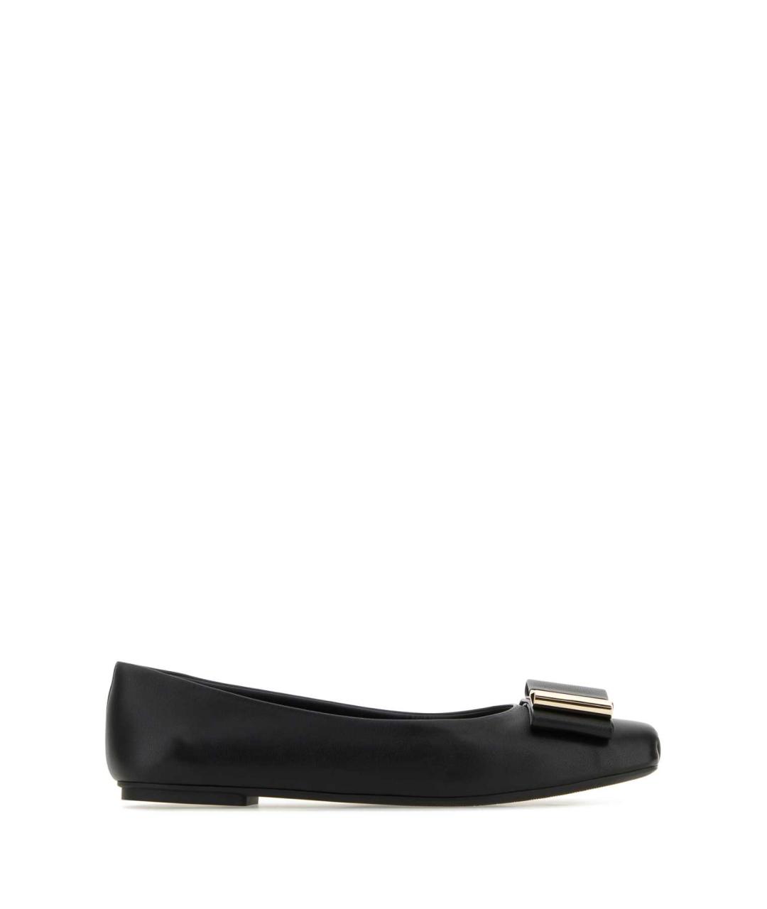 FERRAGAMO Черные кожаные балетки, фото 1
