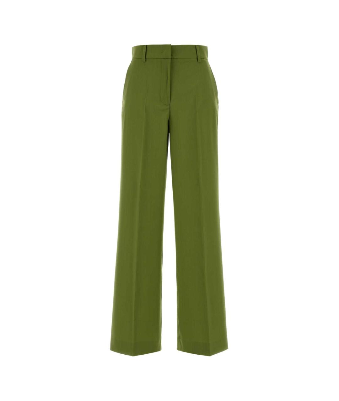 WEEKEND MAX MARA Зеленые шерстяные прямые брюки, фото 1
