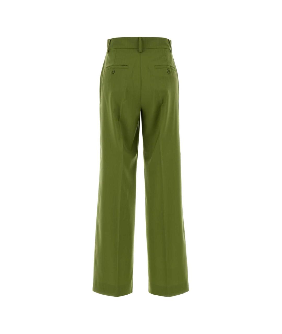 WEEKEND MAX MARA Зеленые шерстяные прямые брюки, фото 2