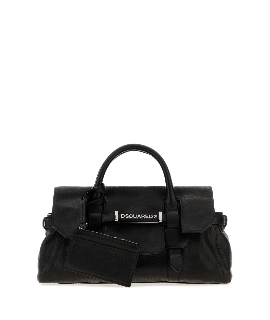 DSQUARED2 Черная кожаная сумка с короткими ручками, фото 1