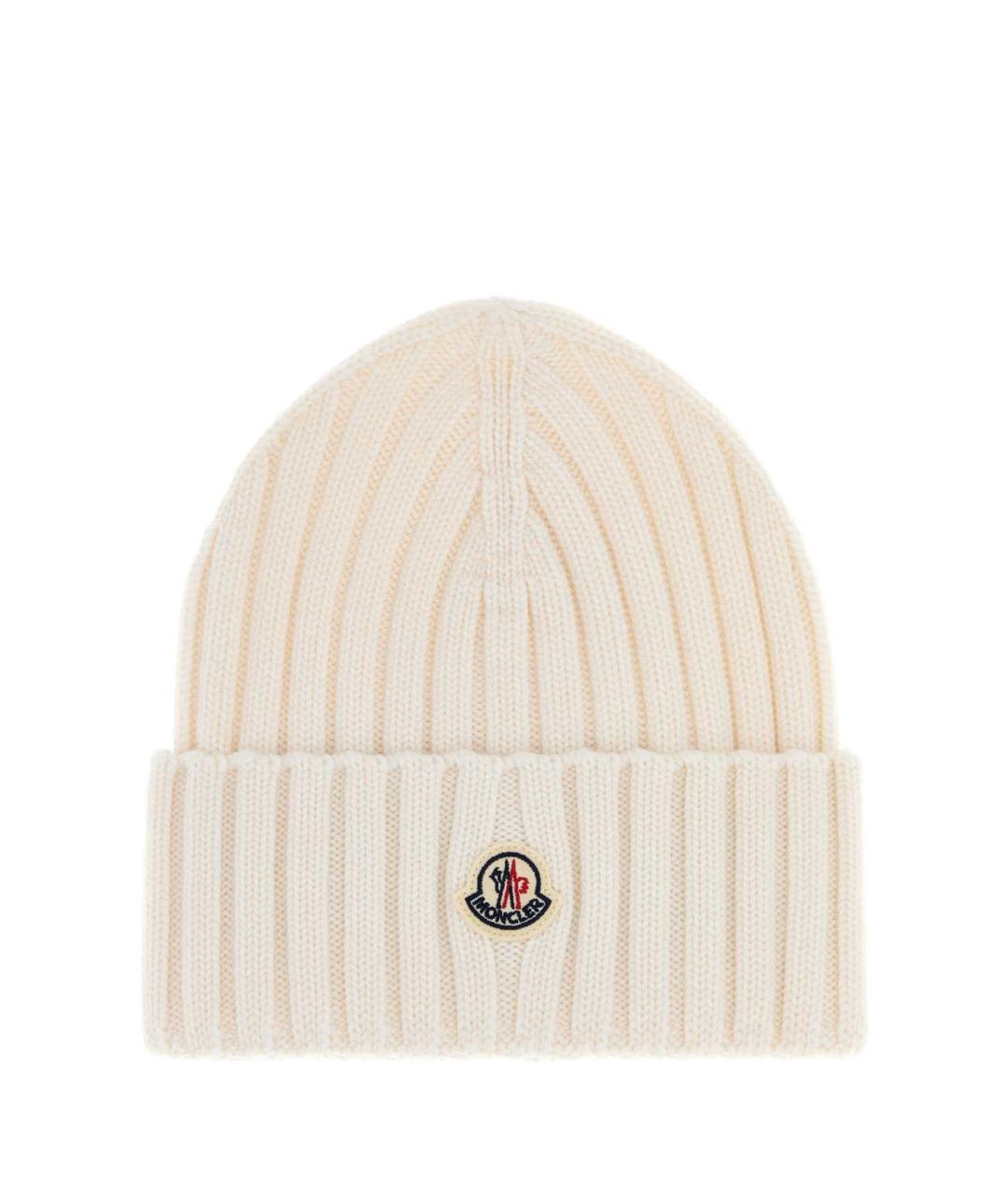 MONCLER Белая шерстяная шапка, фото 1