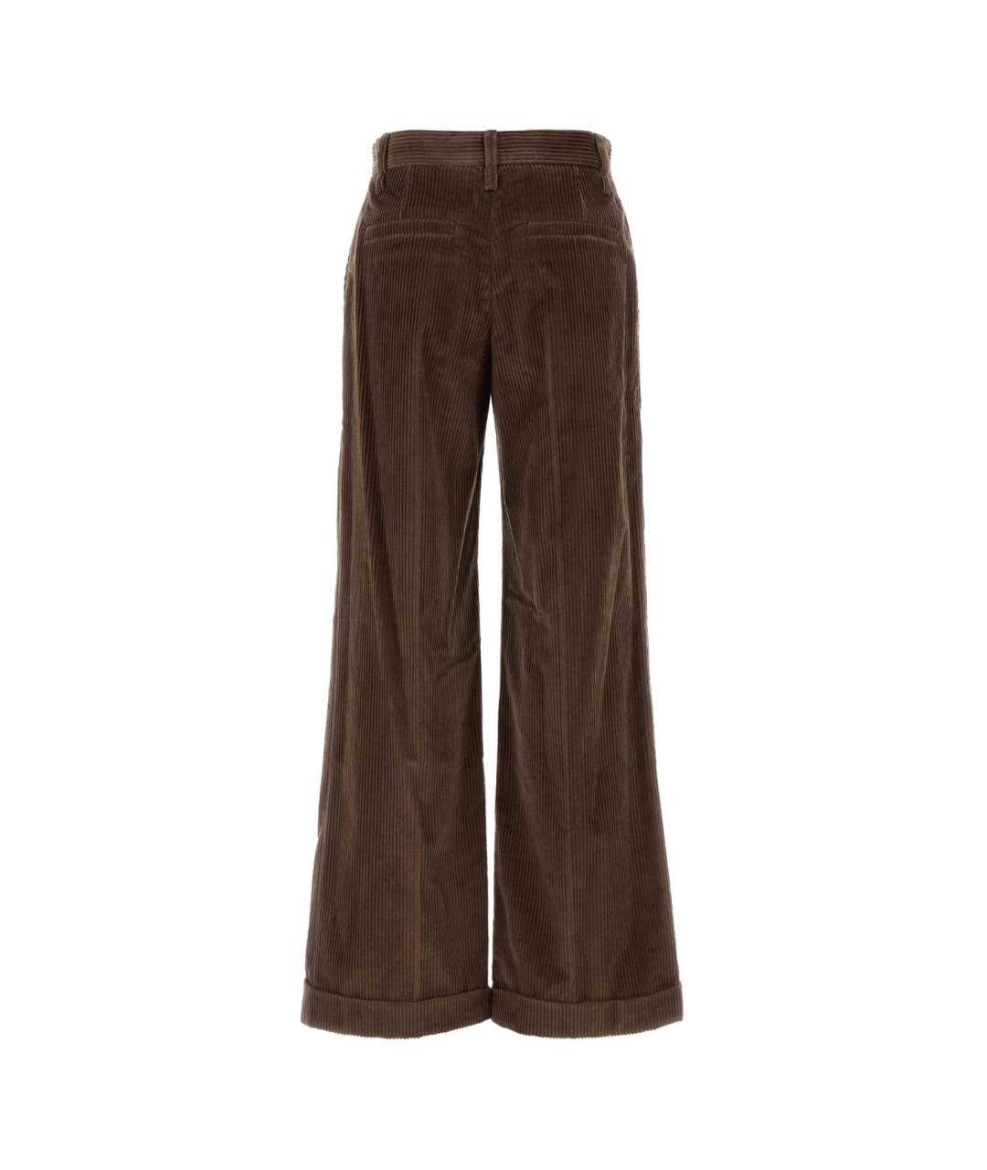 BRUNELLO CUCINELLI Коричневые хлопковые прямые брюки, фото 2