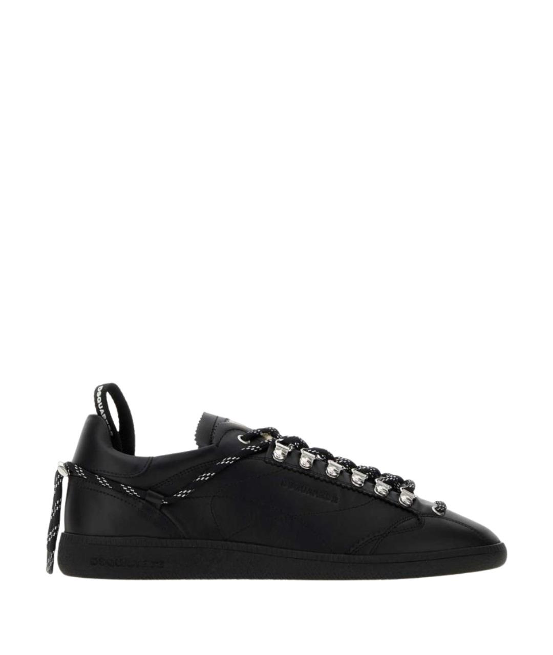 DSQUARED2 Черные кожаные низкие кроссовки / кеды, фото 1