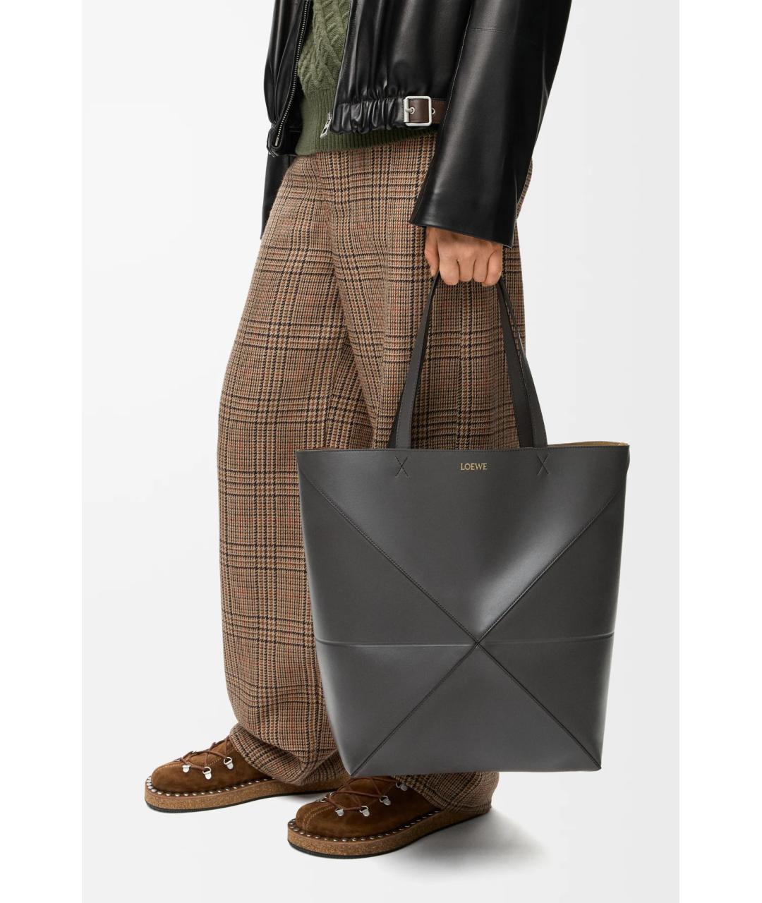 LOEWE Черная кожаная сумка тоут, фото 3
