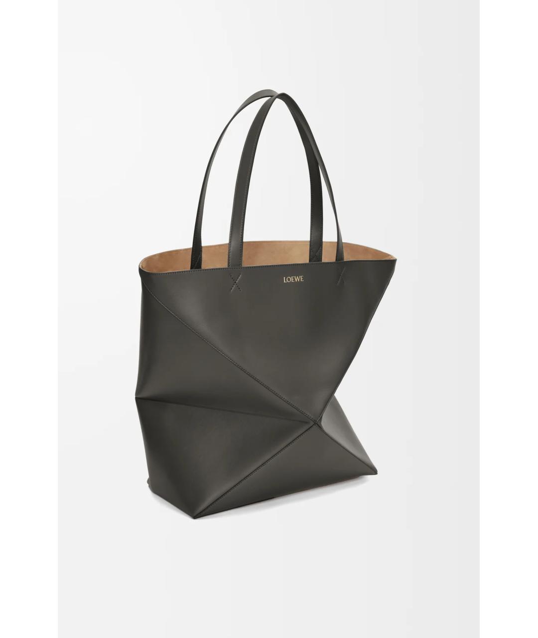 LOEWE Черная кожаная сумка тоут, фото 2