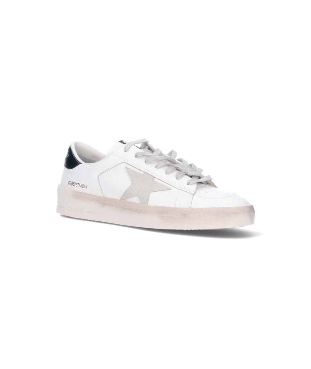 GOLDEN GOOSE Белые кожаные низкие кроссовки / кеды, фото 2