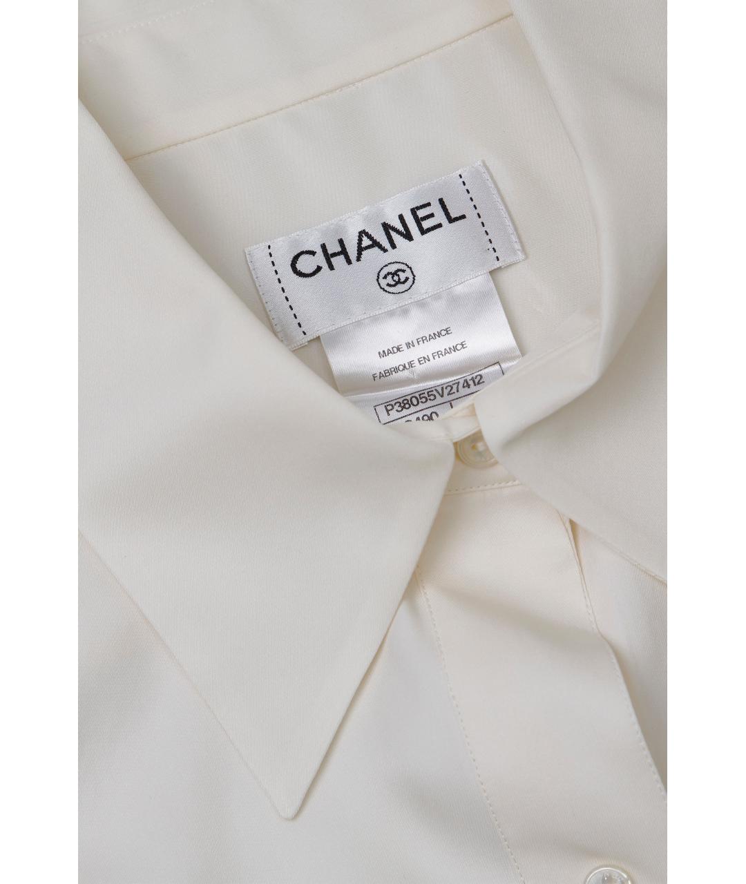 CHANEL Белая шелковая блузы, фото 3