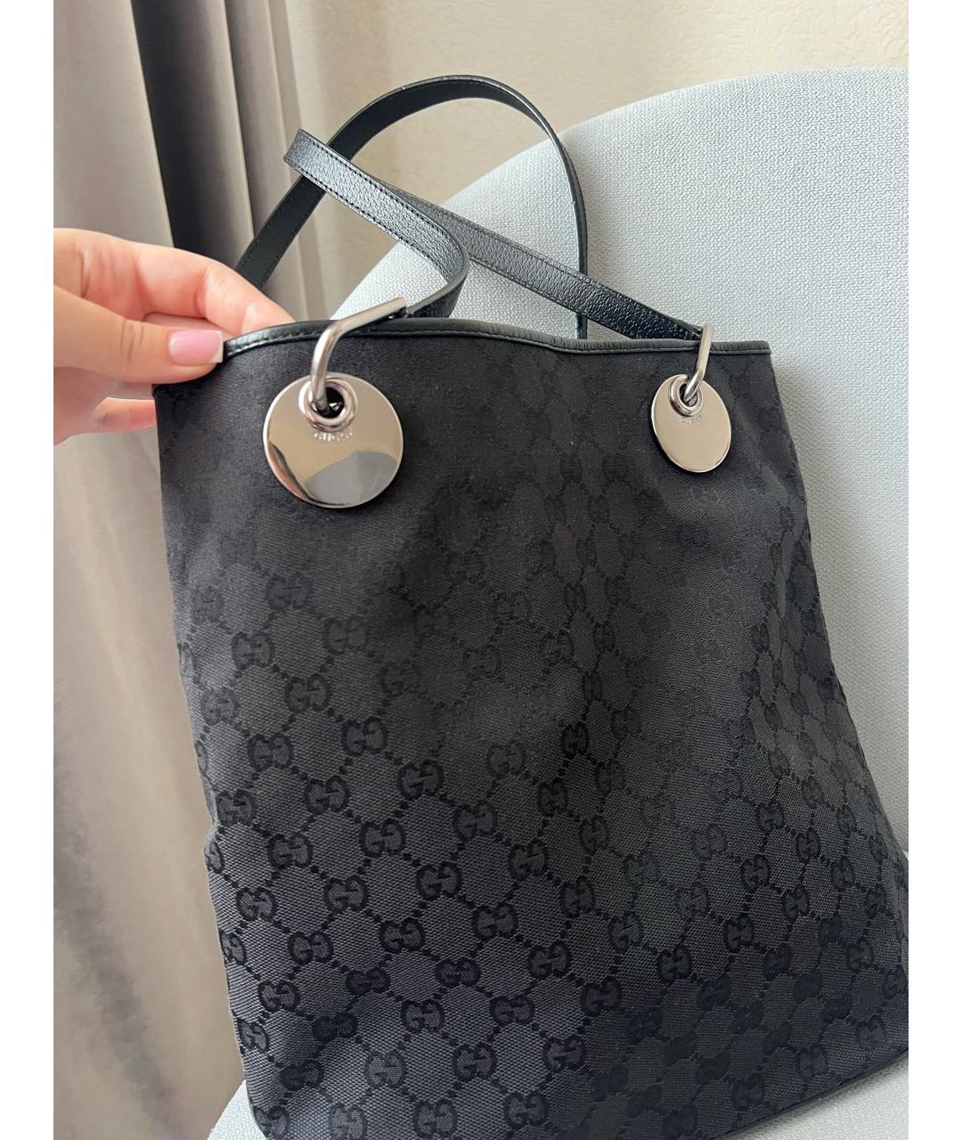 GUCCI Черная канва сумка тоут, фото 2