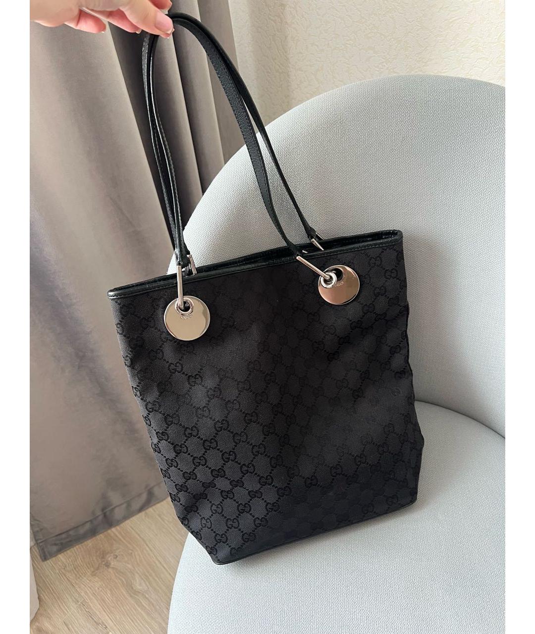 GUCCI Черная канва сумка тоут, фото 3