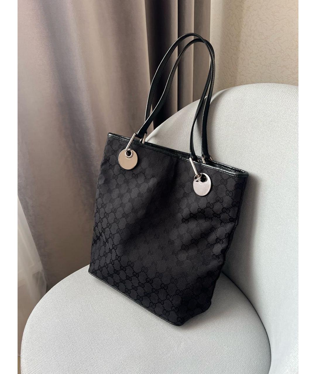 GUCCI Черная канва сумка тоут, фото 9
