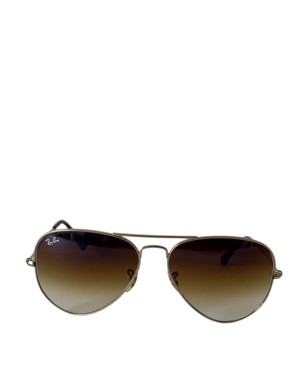 RAY BAN Золотые металлические солнцезащитные очки, фото 1