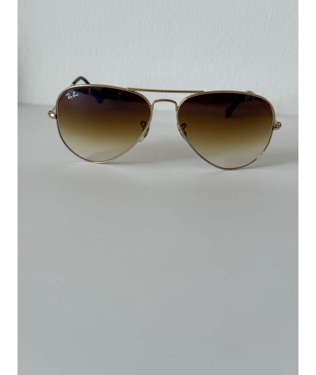RAY BAN Золотые металлические солнцезащитные очки, фото 6
