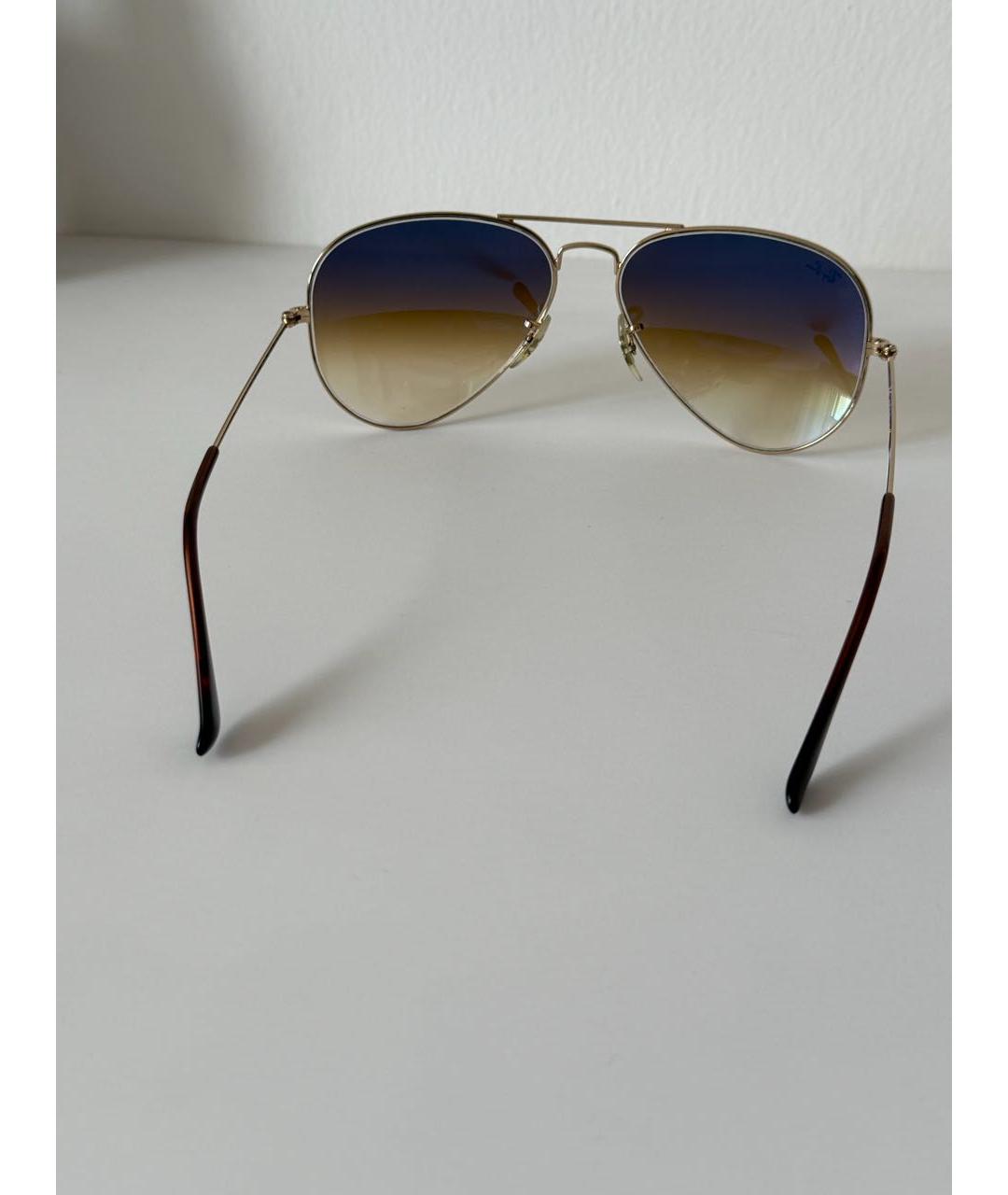 RAY BAN Золотые металлические солнцезащитные очки, фото 3