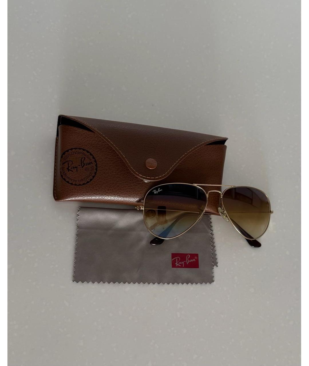 RAY BAN Золотые металлические солнцезащитные очки, фото 4