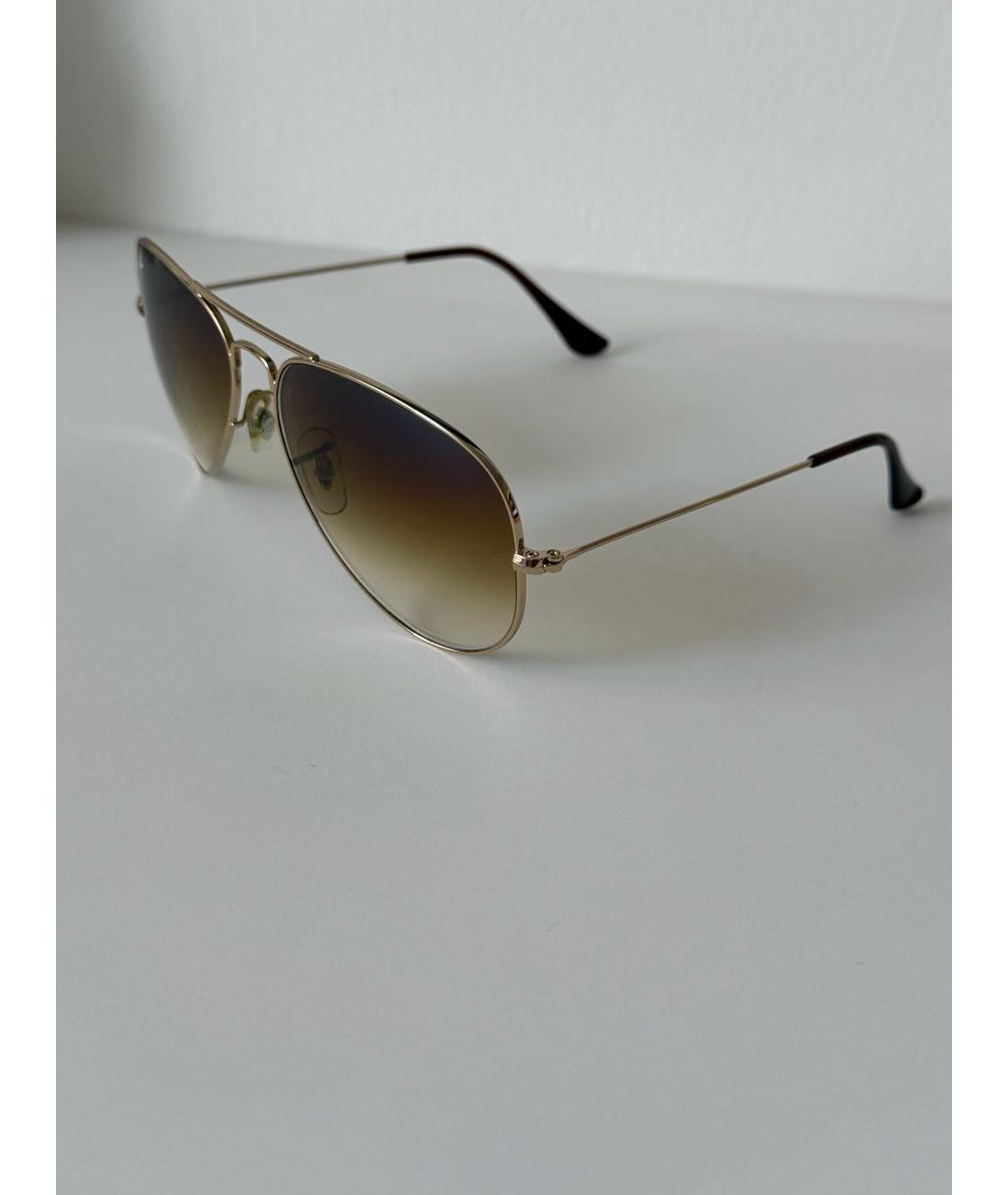 RAY BAN Золотые металлические солнцезащитные очки, фото 2