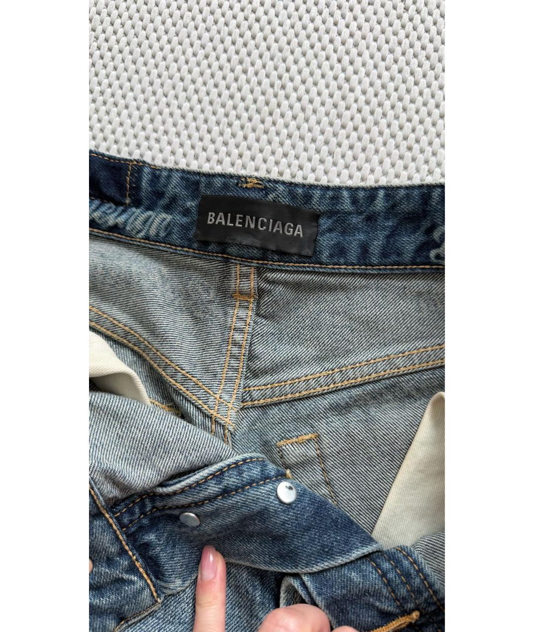 BALENCIAGA Синие хлопковые прямые джинсы, фото 3