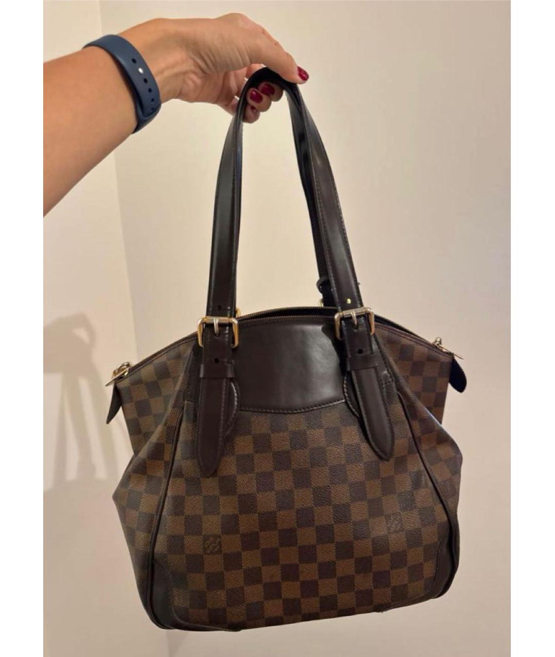 LOUIS VUITTON Коричневая канва сумка тоут, фото 5