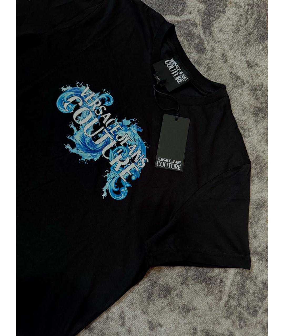 VERSACE JEANS COUTURE Черная хлопковая футболка, фото 2