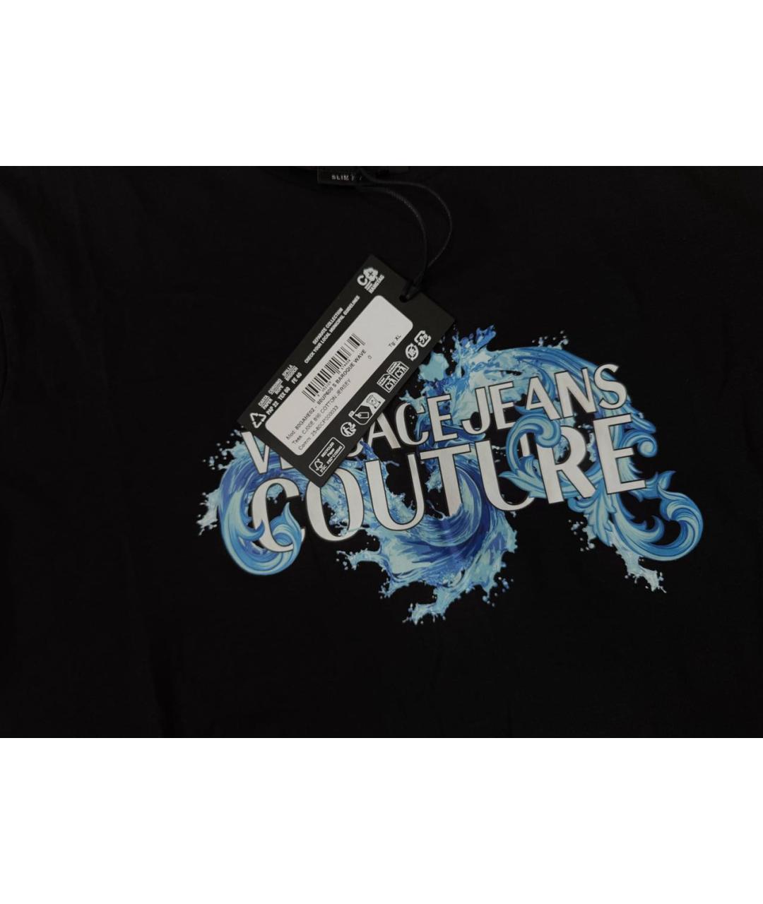 VERSACE JEANS COUTURE Черная хлопковая футболка, фото 3