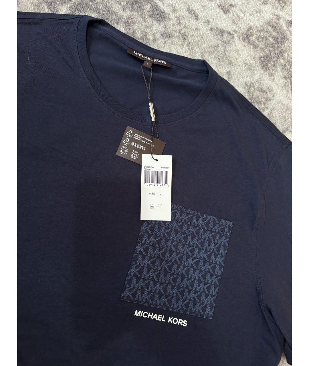 MICHAEL KORS Темно-синяя хлопковая футболка, фото 3