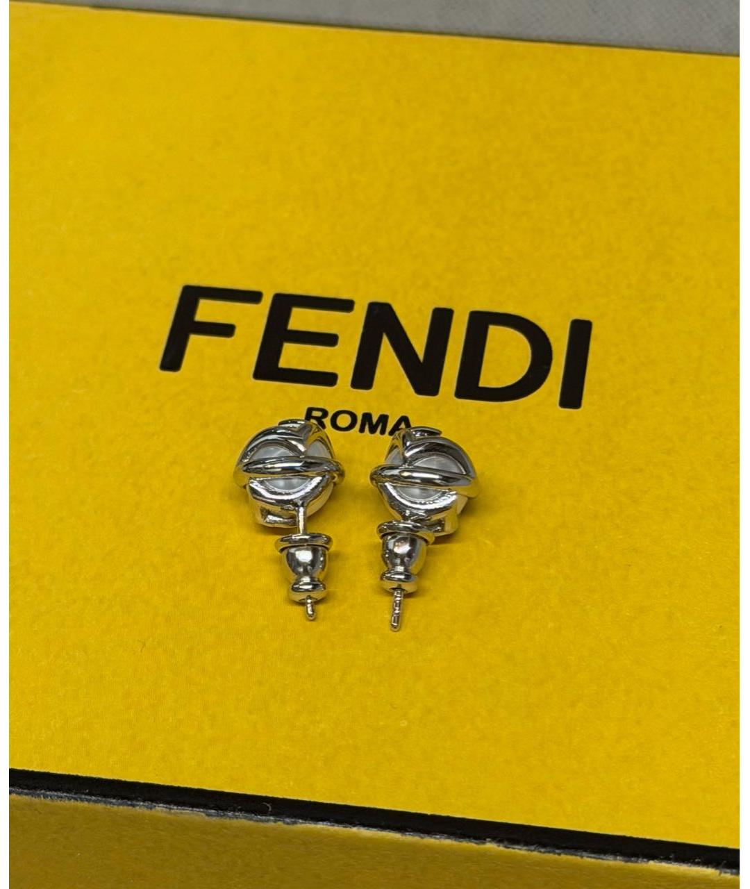 FENDI Серебряные металлические серьги, фото 4