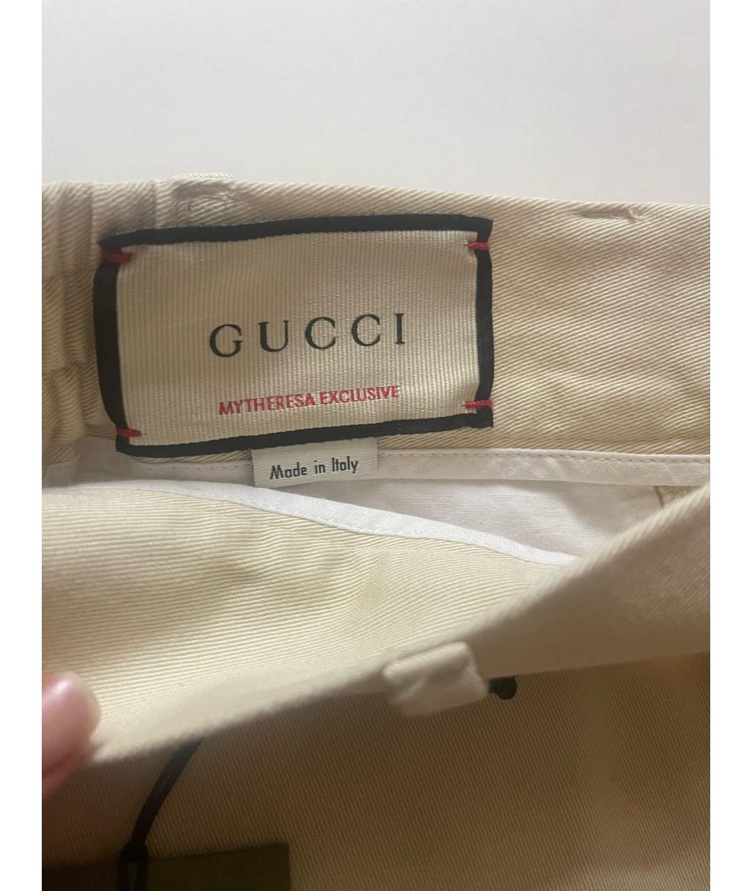 GUCCI Бежевые хлопковые брюки чинос, фото 3