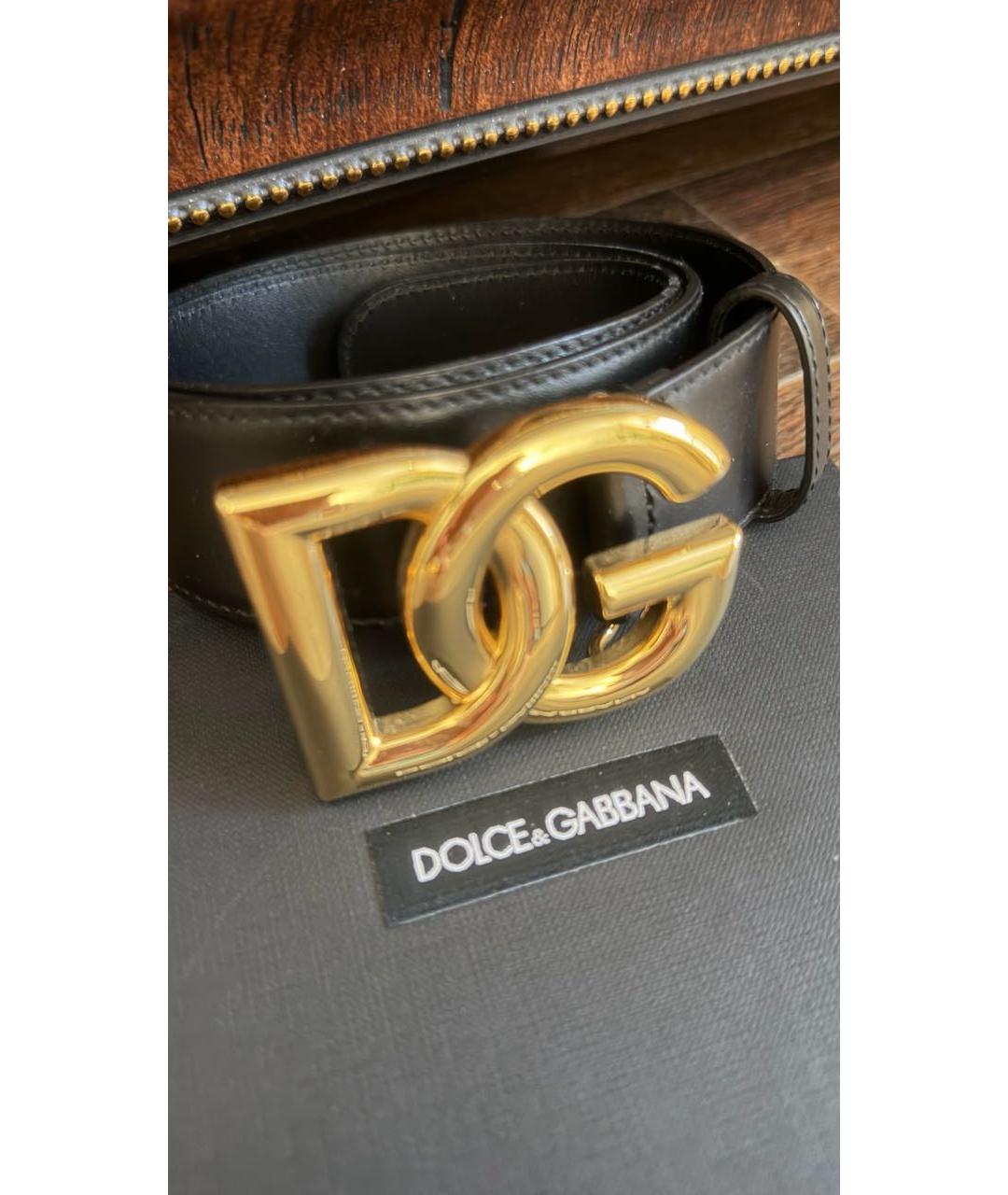 DOLCE&GABBANA Черный кожаный ремень, фото 2