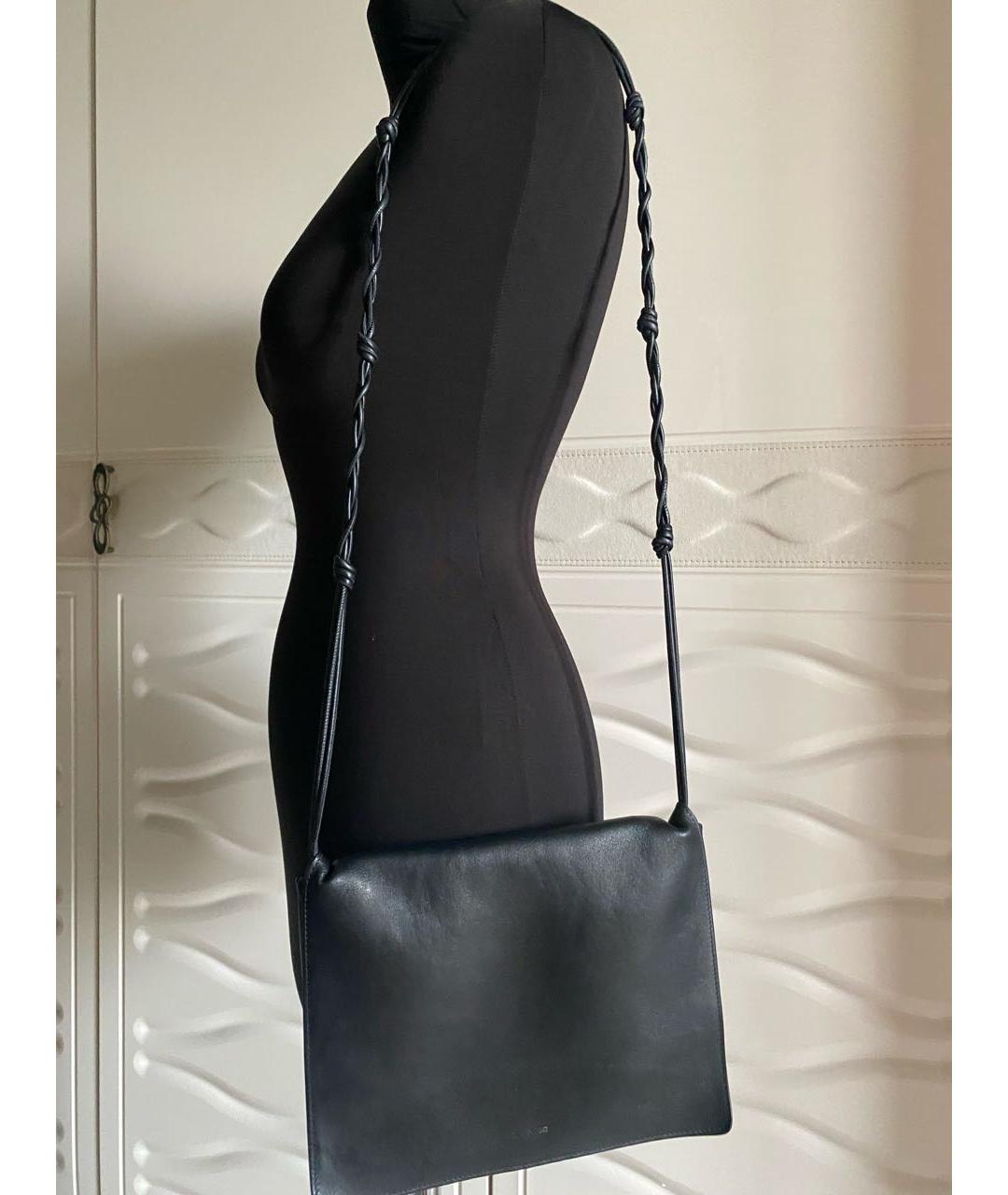 JIL SANDER Черная кожаная сумка через плечо, фото 2