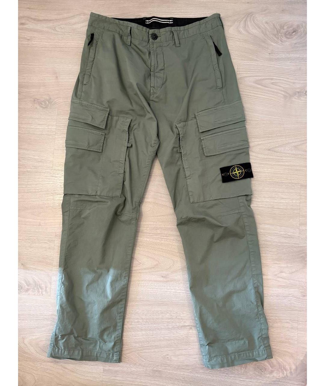STONE ISLAND Хаки хлопковые повседневные брюки, фото 9