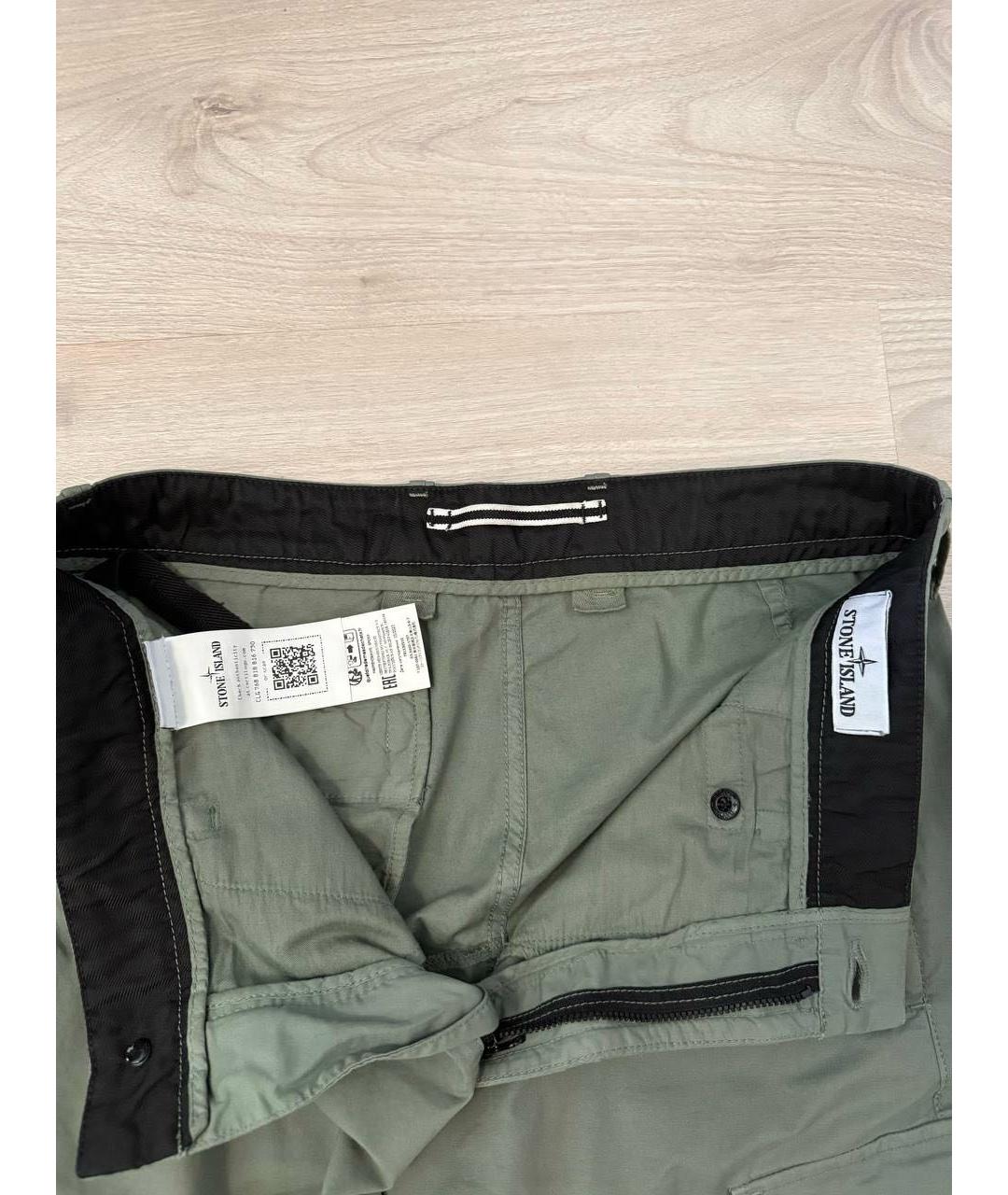 STONE ISLAND Хаки хлопковые повседневные брюки, фото 3
